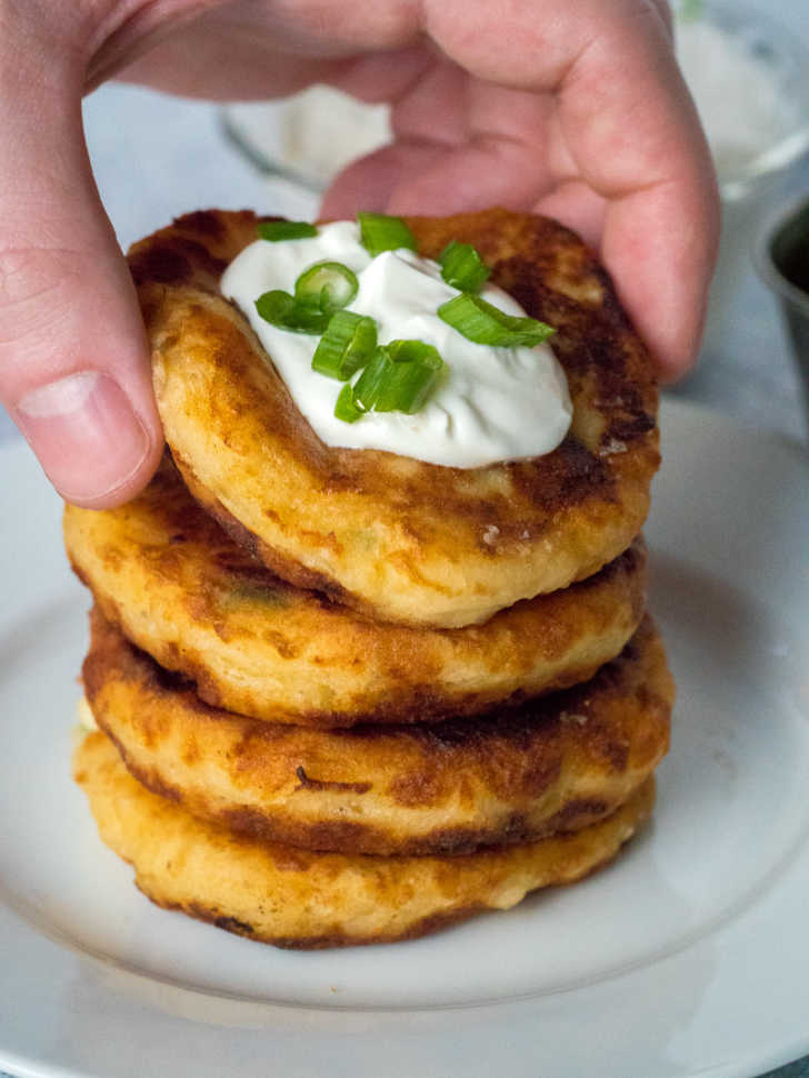 Cheesy Leftover Mashed Potato Fritters | 12 Tomatoes