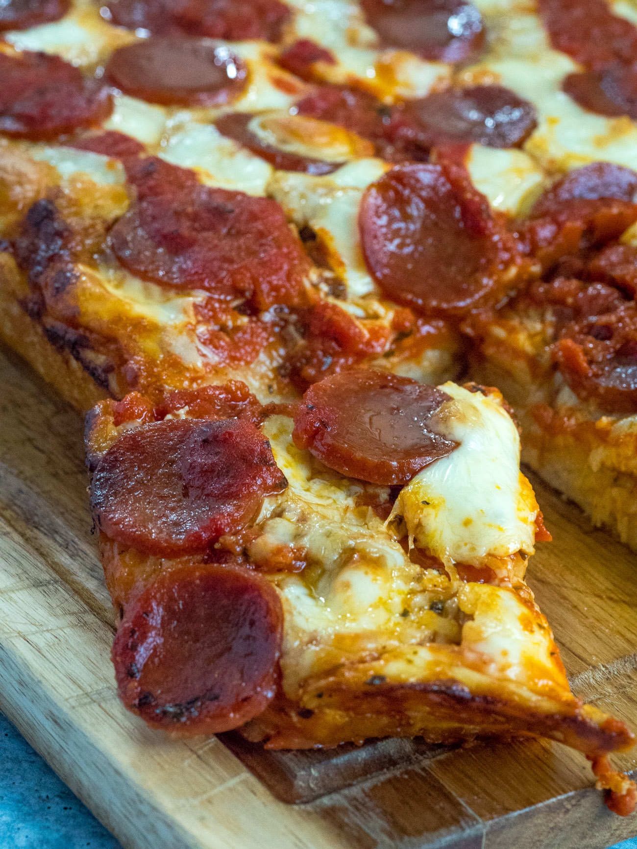 Detroit Style Pizza with Pepperoni - Thursday Night Pizza