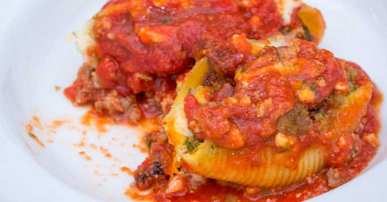Ricotta, Beef and Sausage Stuffed Shells