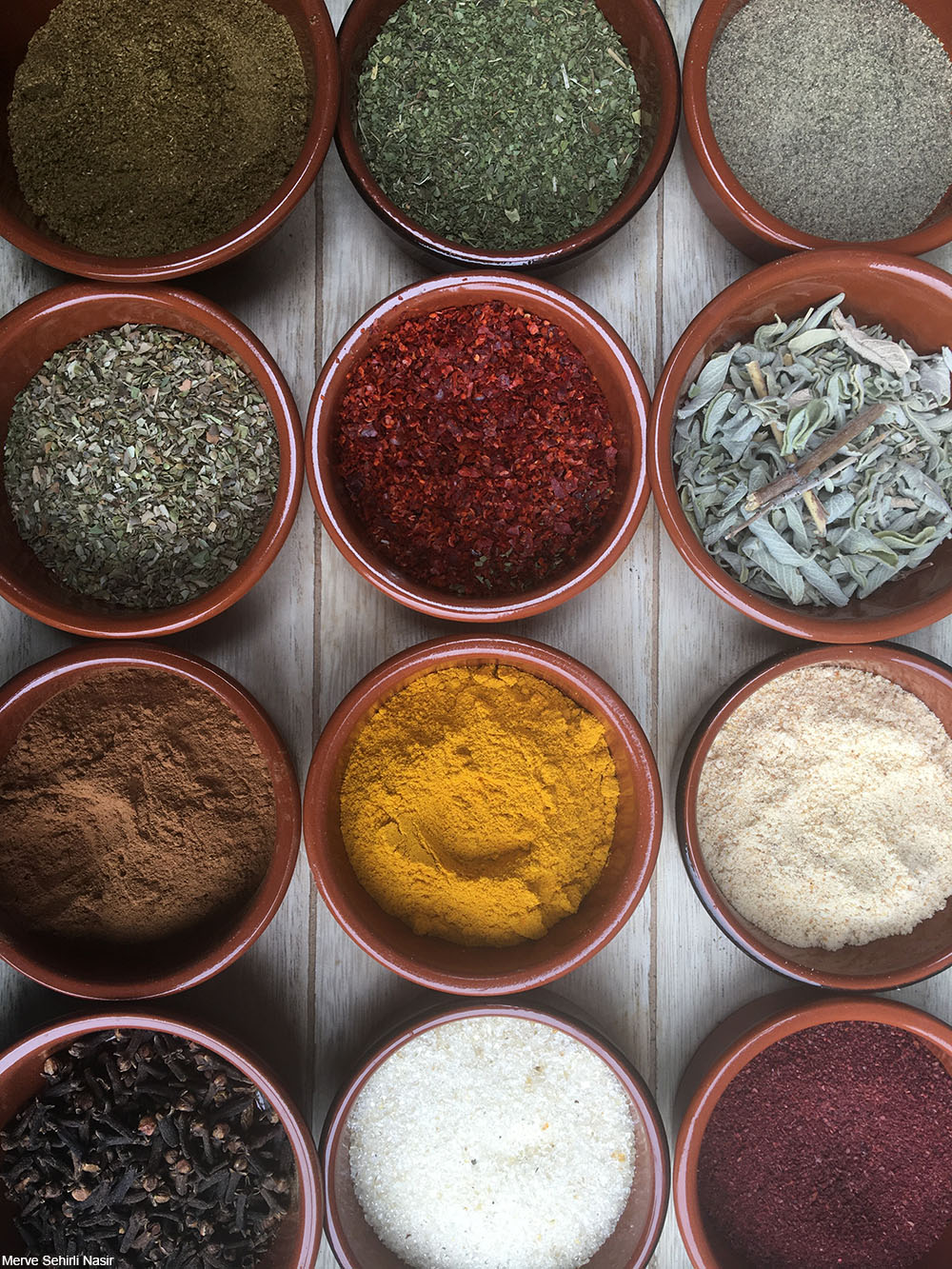 selection of spices in small bowls