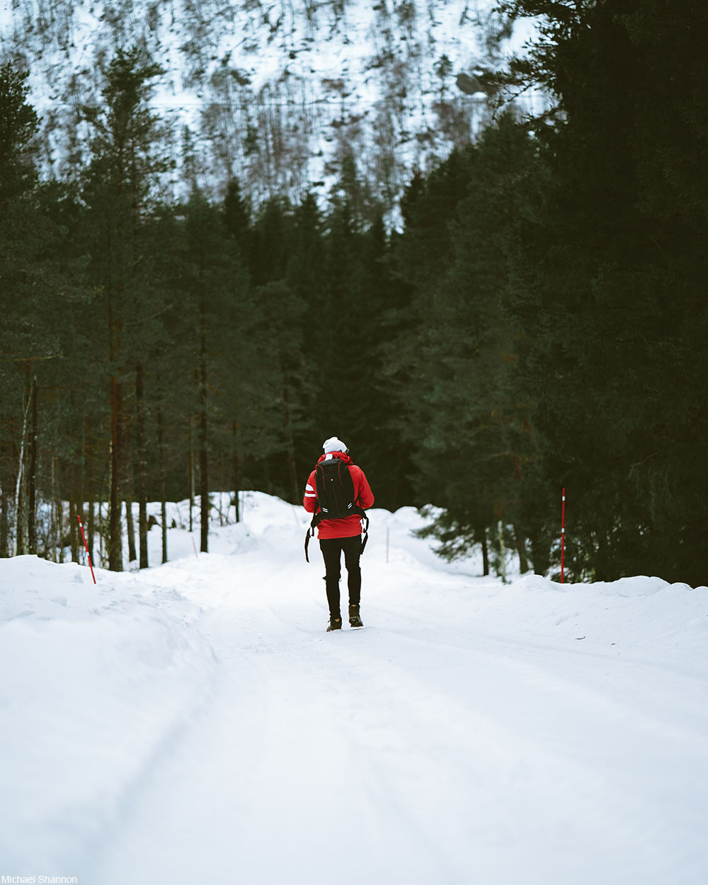 person walking in the snow in Norway