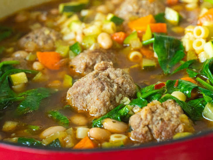 Meatball Minestrone Soup | 12 Tomatoes