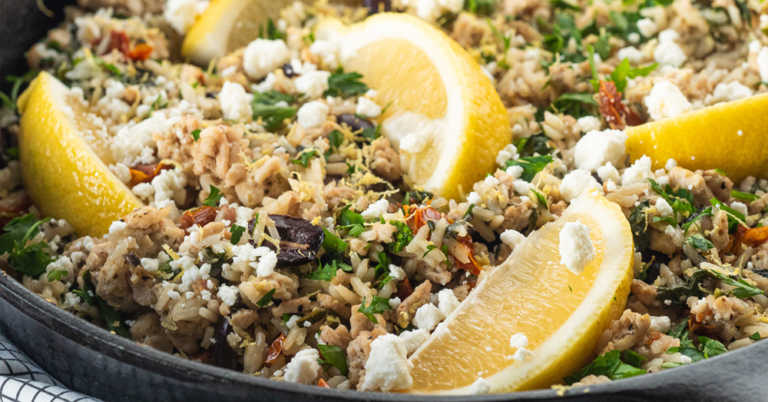 Greek Turkey and Rice Skillet