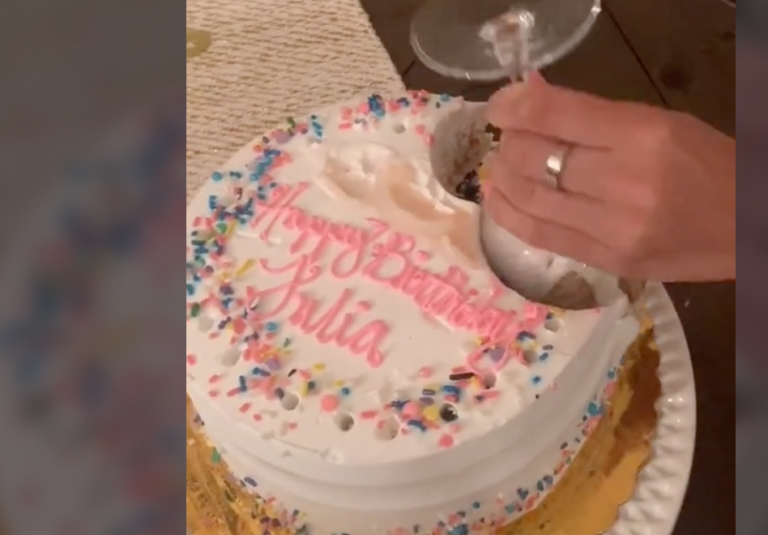 Cutting A Cake With Wine Glasses Makes Perfect Sense