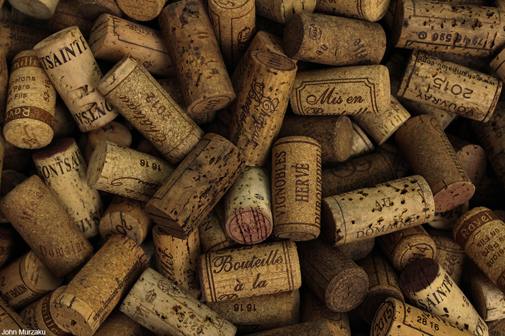 collection of used wine corks