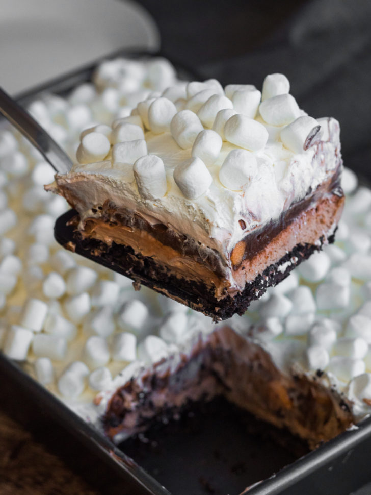 Close up of layered hot chocolate lush