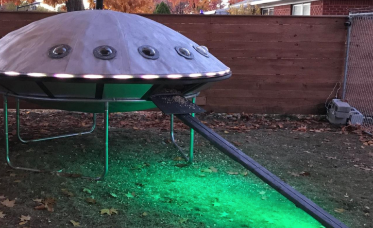 Couple Builds A UFO Chicken Coop So It Looks Like The Birds Are Being Abducted By Aliens