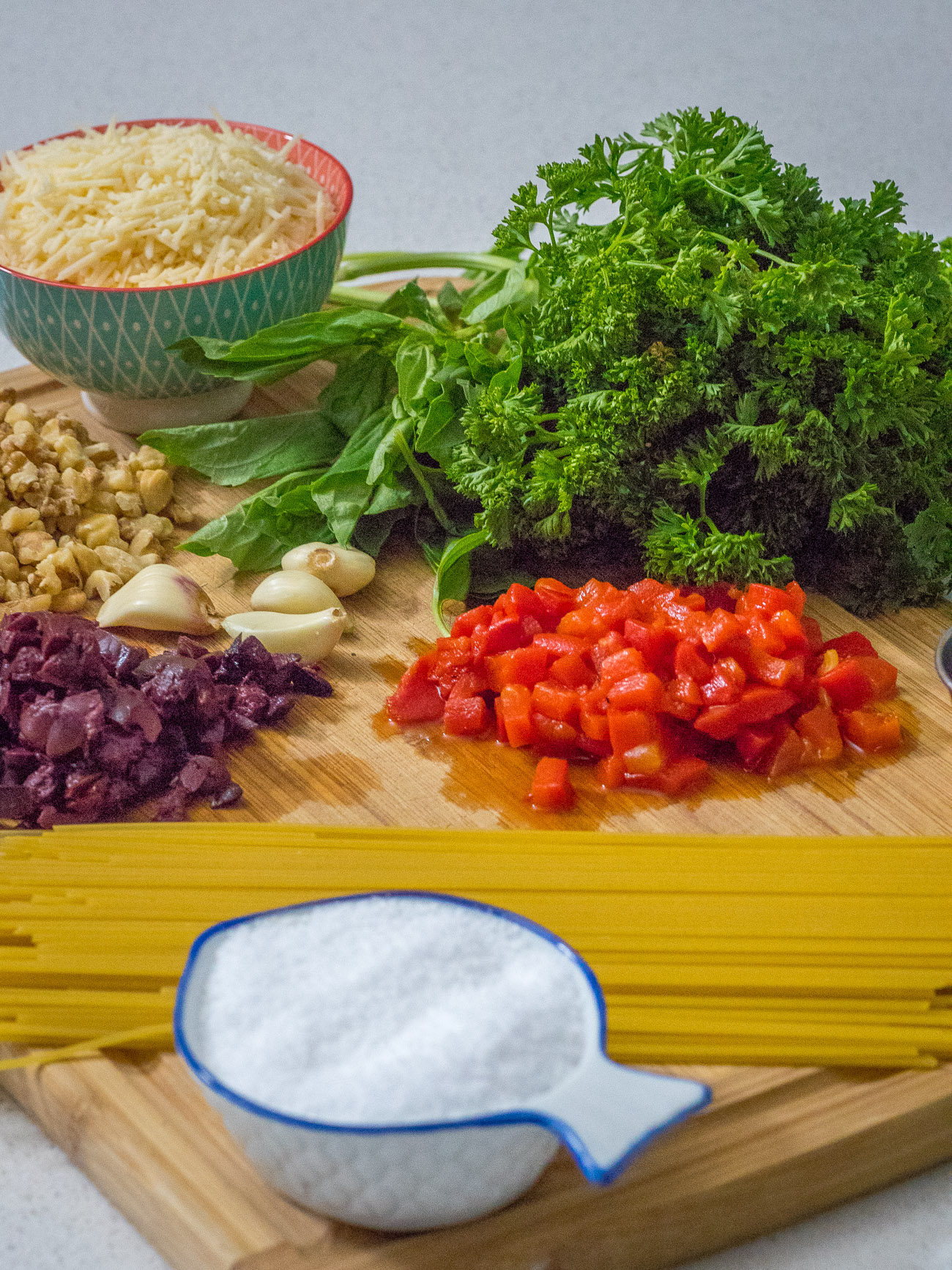 ingredients for Julia Child’s Spaghetti Marco Polo