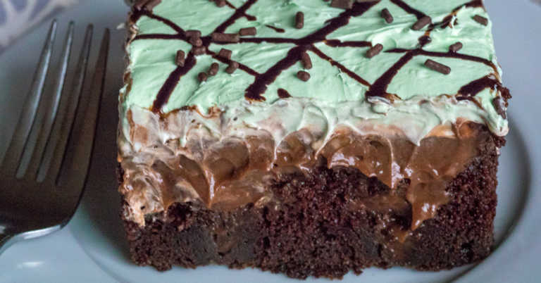 Chocolate Mint Poke Cake