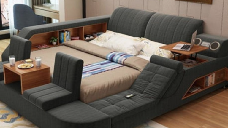 This Bed Doubles As A Couch And An Office Space So You Never Have To Get Up