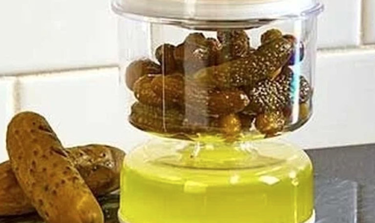 This Flip Lid Jar Allows You To Store And Eat Pickles Without Having To Fish Through The Jar