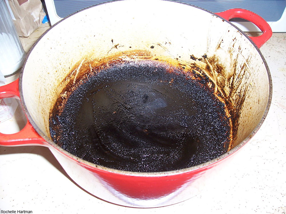 pan with burnt on food