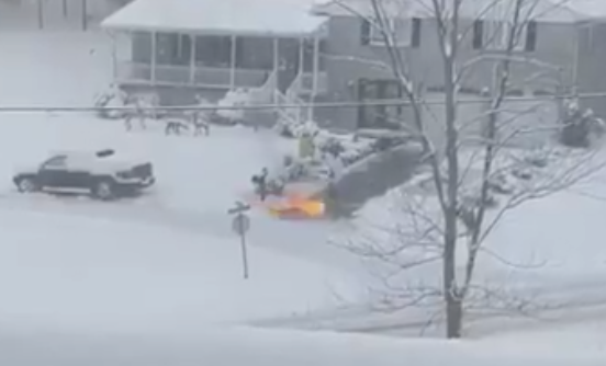 Man Goes Viral For Clearing The Snow From His Driveway Using A Flamethrower