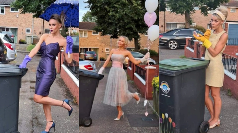 Woman Dresses Up To Take Out The Trash And Bring Joy To Her Neighbors