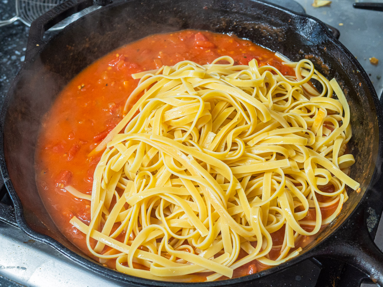 making Fettuccine Romano