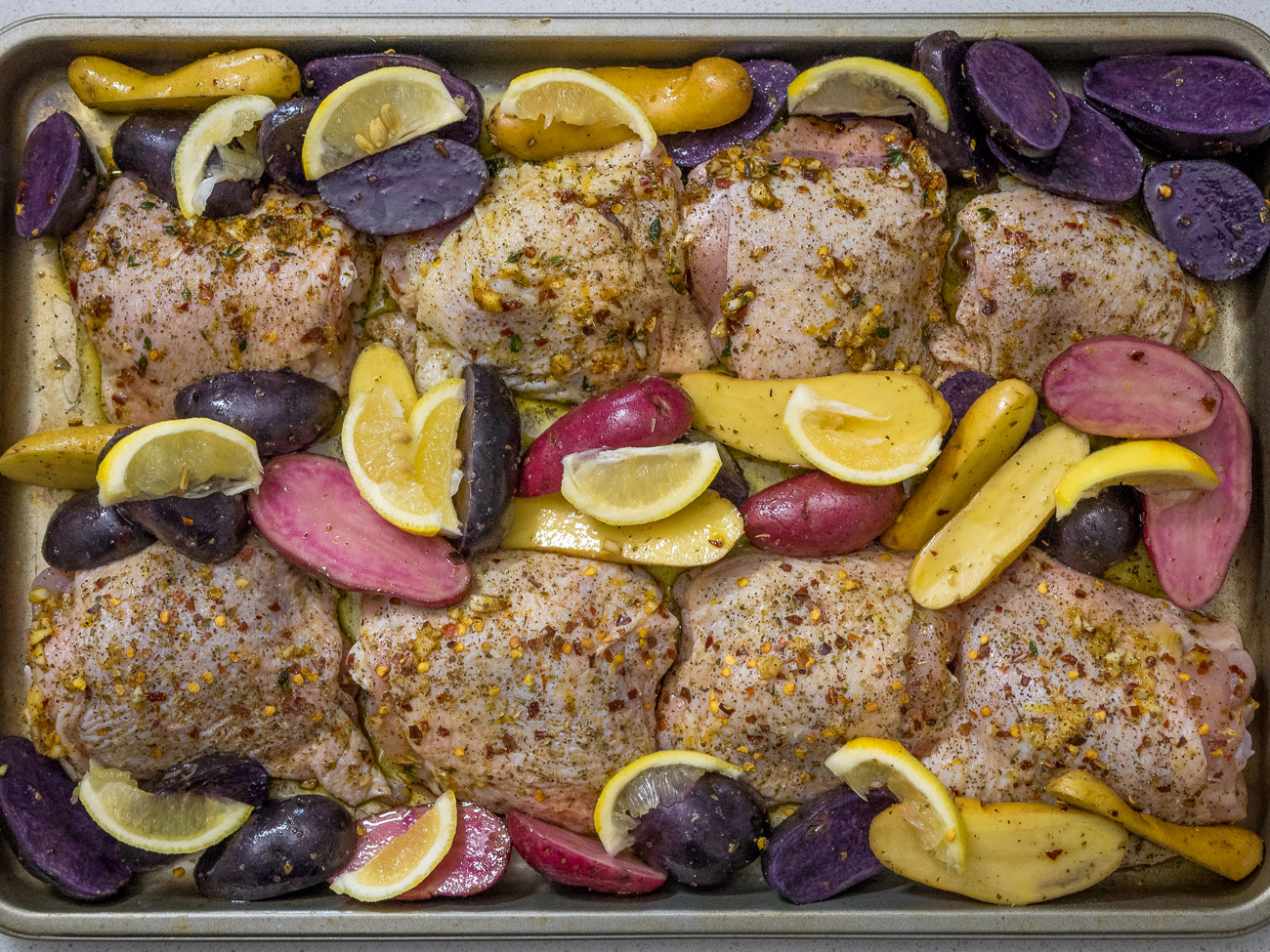 making One-Pan Roast Chicken with Tomatoes