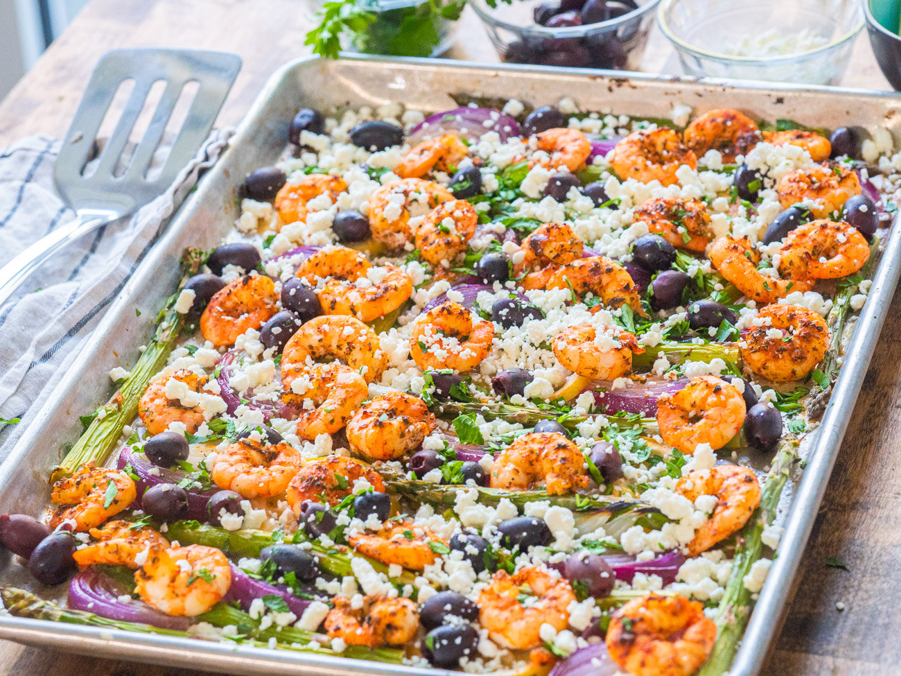 Sheet Pan Mediterranean Shrimp and Vegetables - QUICK and EASY!