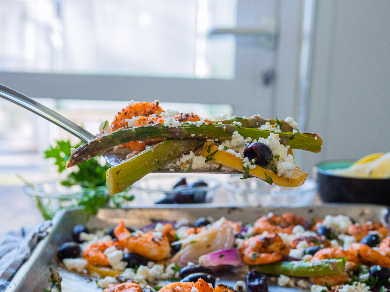 Sheet Pan Mediterranean Shrimp and Vegetables - QUICK and EASY!