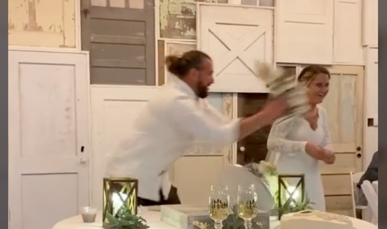 Groom Throws The Whole Cake At His Bride And She Defends Him