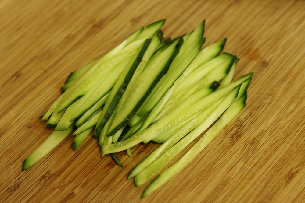 julienned cucumbers