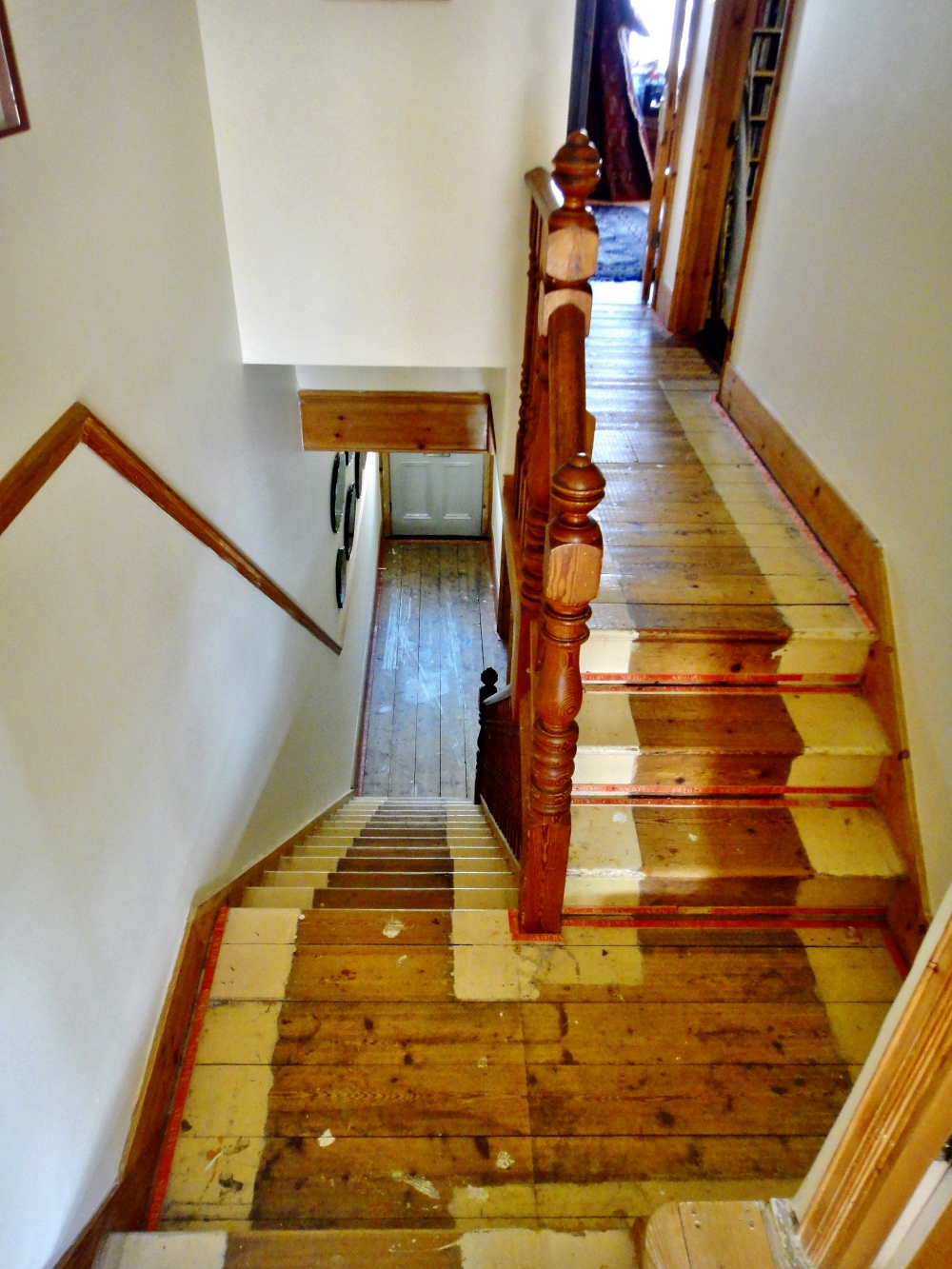 wooden staircase in old home