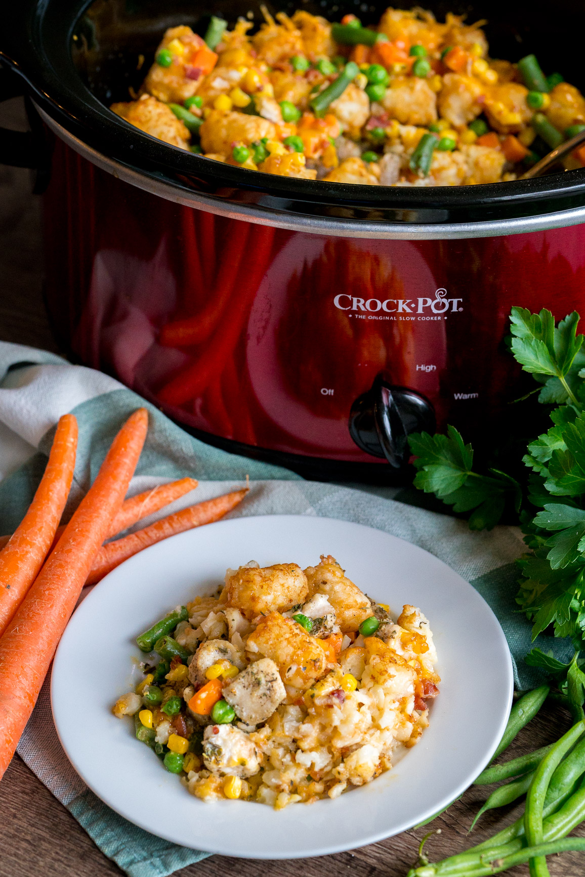 Crock Pot Chicken Tater Tot Casserole - The Country Cook