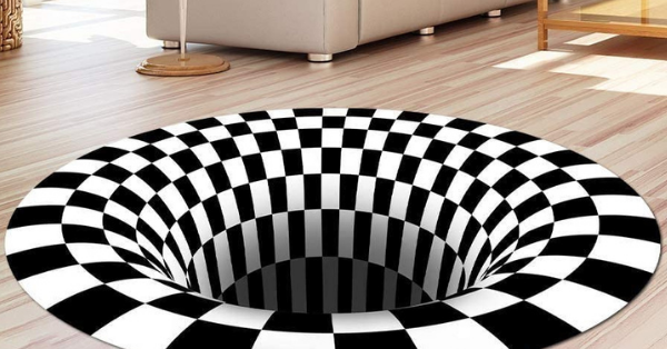 This 3D Checkered Rug Makes It Look Like There’s A Gaping Vortex On The Floor