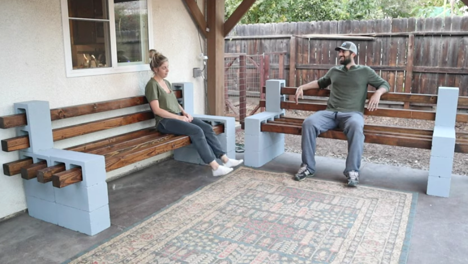 Diy Bench Out Of Cinder Blocks, Diy Concrete Block Patio Furniture