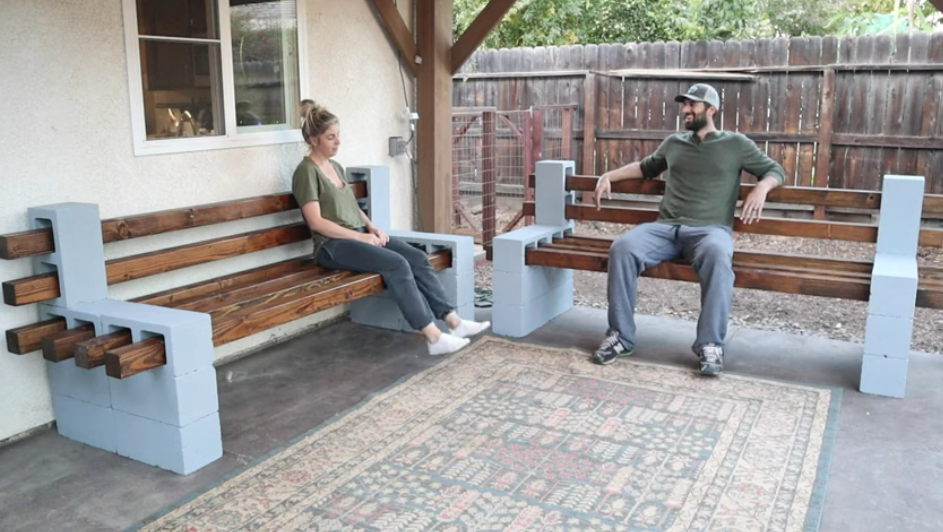 How To Make A DIY Bench Out Of Cinder Blocks