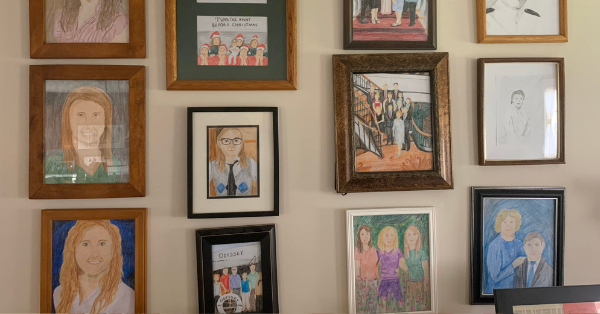 Woman Replaces Family’s Portraits With Crayon Drawings To See If They’d Notice