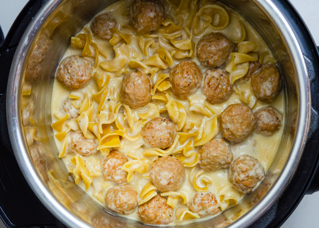Whisk together cream, corn starch, and sour cream and stir into meatballs. Turn Instant Pot to saute and cook until sauce has thickened.