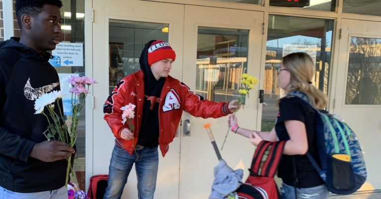 Teen Boy Buys Flowers For All Of The Girls In His School