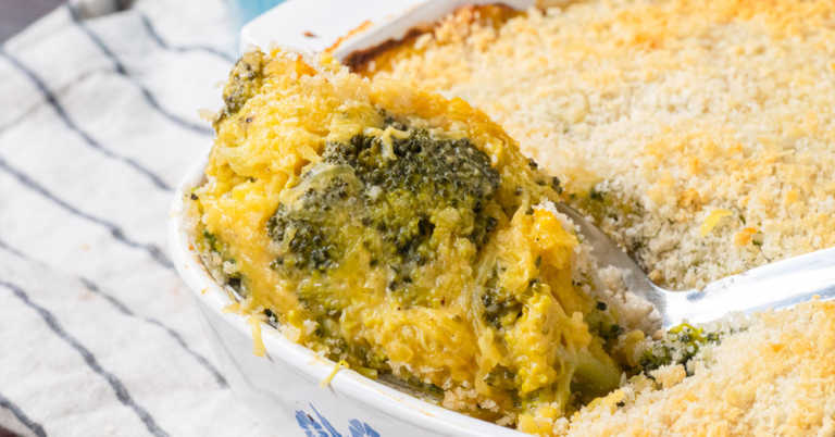 Broccoli Cheddar Spaghetti Squash Casserole