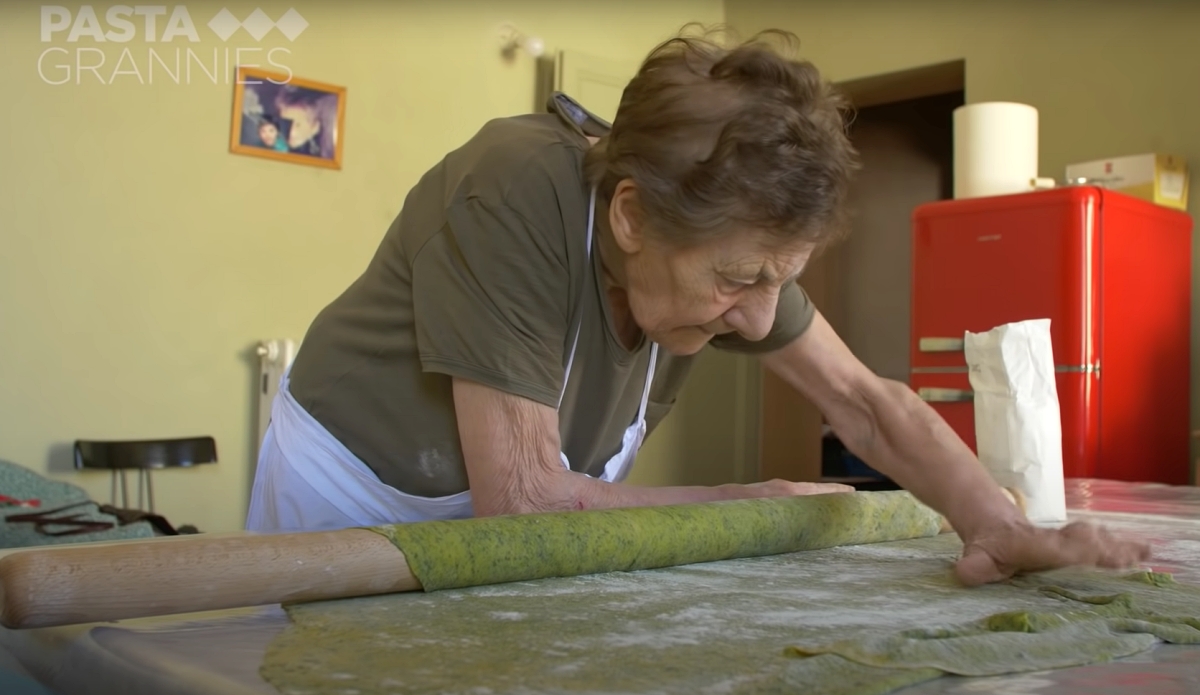 91-year-old woman making pasta from scratch