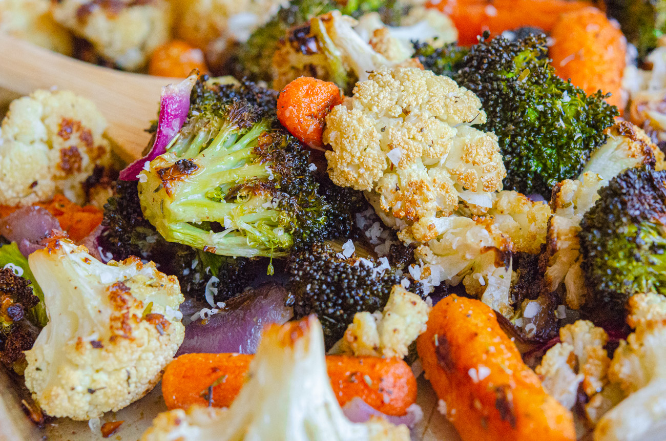 Roasted garlic Parmesan vegetables as side for Italian dinner