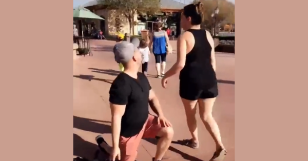 Husband Embarrasses His Wife By Fake Proposing To Her All Over Disney World
