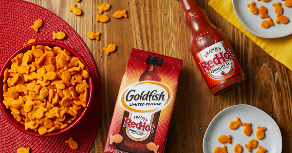 Goldish And Frank’s Red Hot Are Collaborating To Release Red Hot Goldfish Crackers