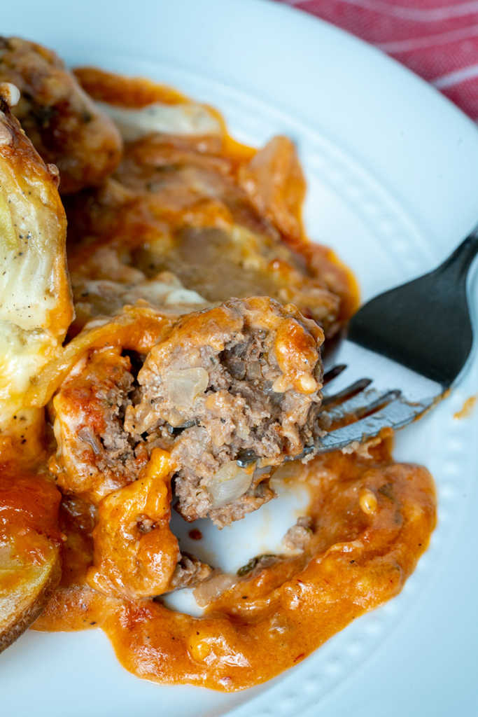 Cheesy Meatball Potato Bake 12 Tomatoes