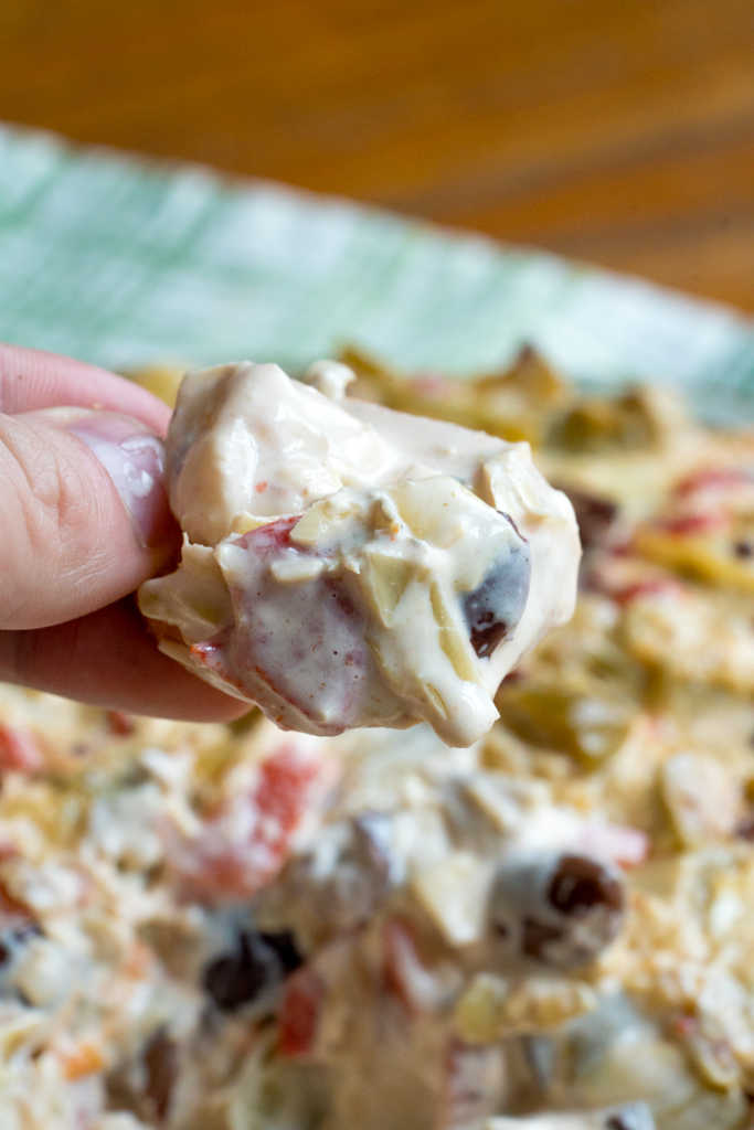 Close up of dip in a bowl