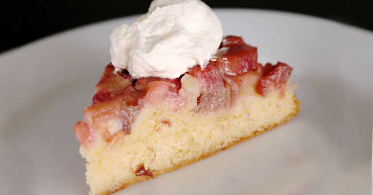 Strawberry Rhubarb Upside-Down Cake