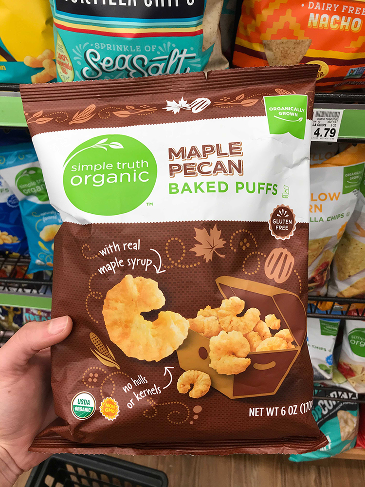 Bag of maple pecan puffs from Kroger