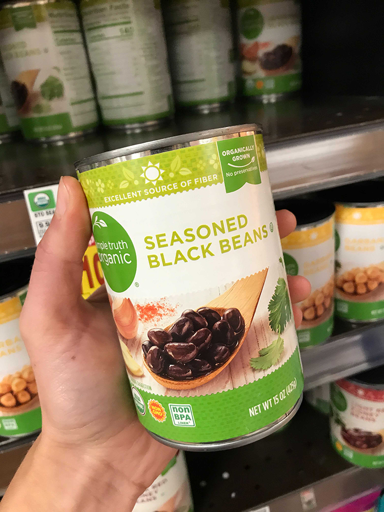 Can of seasoned black beans