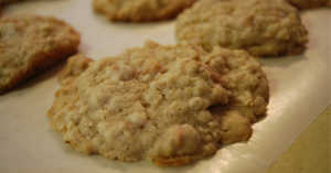 Close up of oatmeal cookies cooling