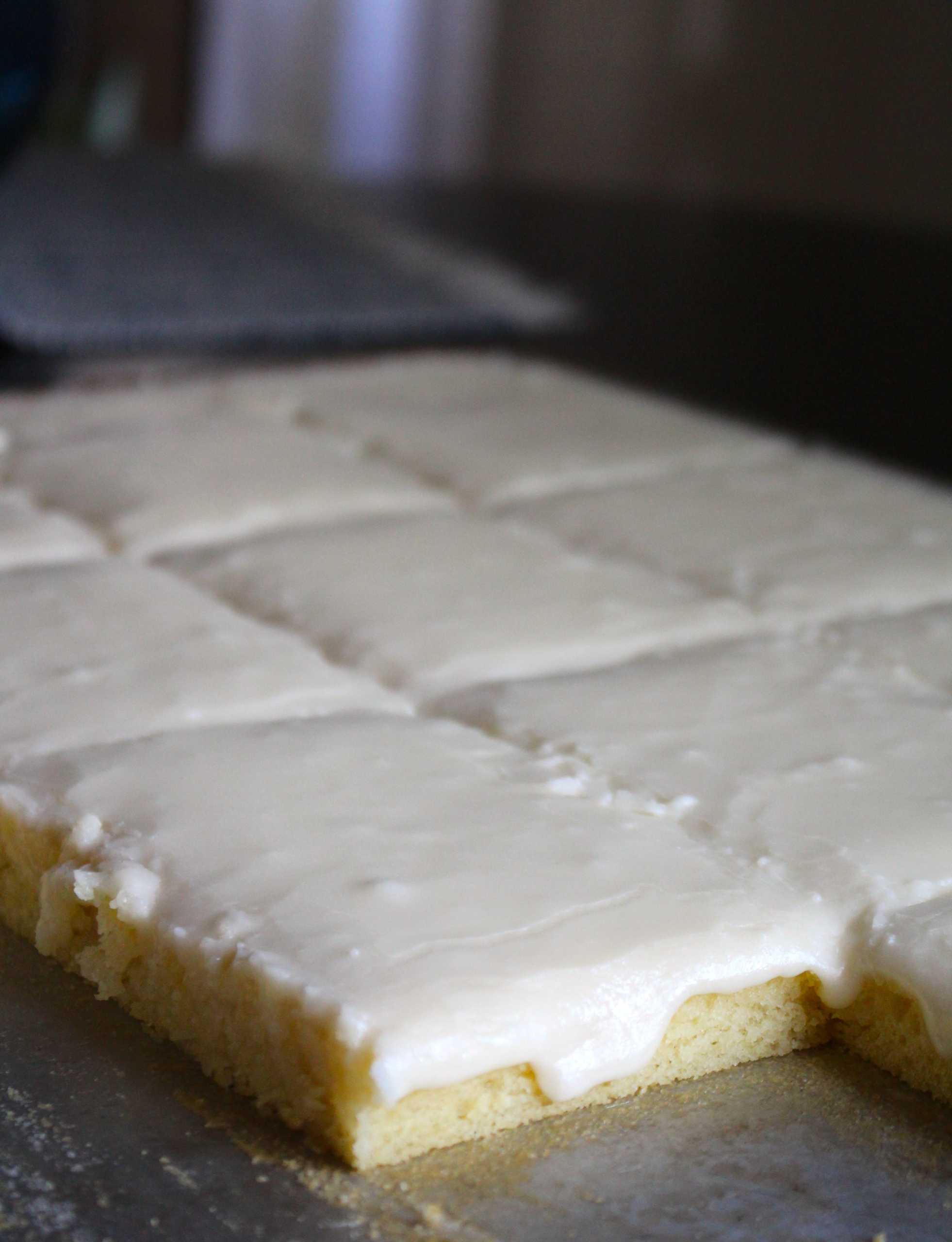 White Texas Sheet Cake in pan