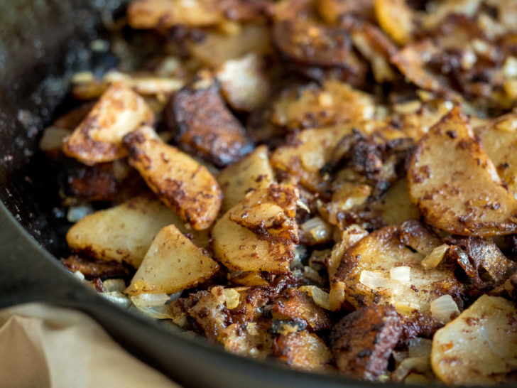 Close up of crispy cinnamon potatoes