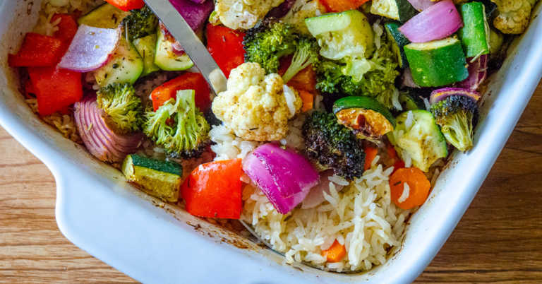 One-Pan Baked Rice and Vegetables