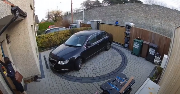 Driveway Turntable Rotates Cars So Homeowner Doesn’t Have To Back Out