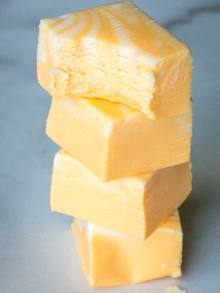 Stack of orange creamsicle fudge 