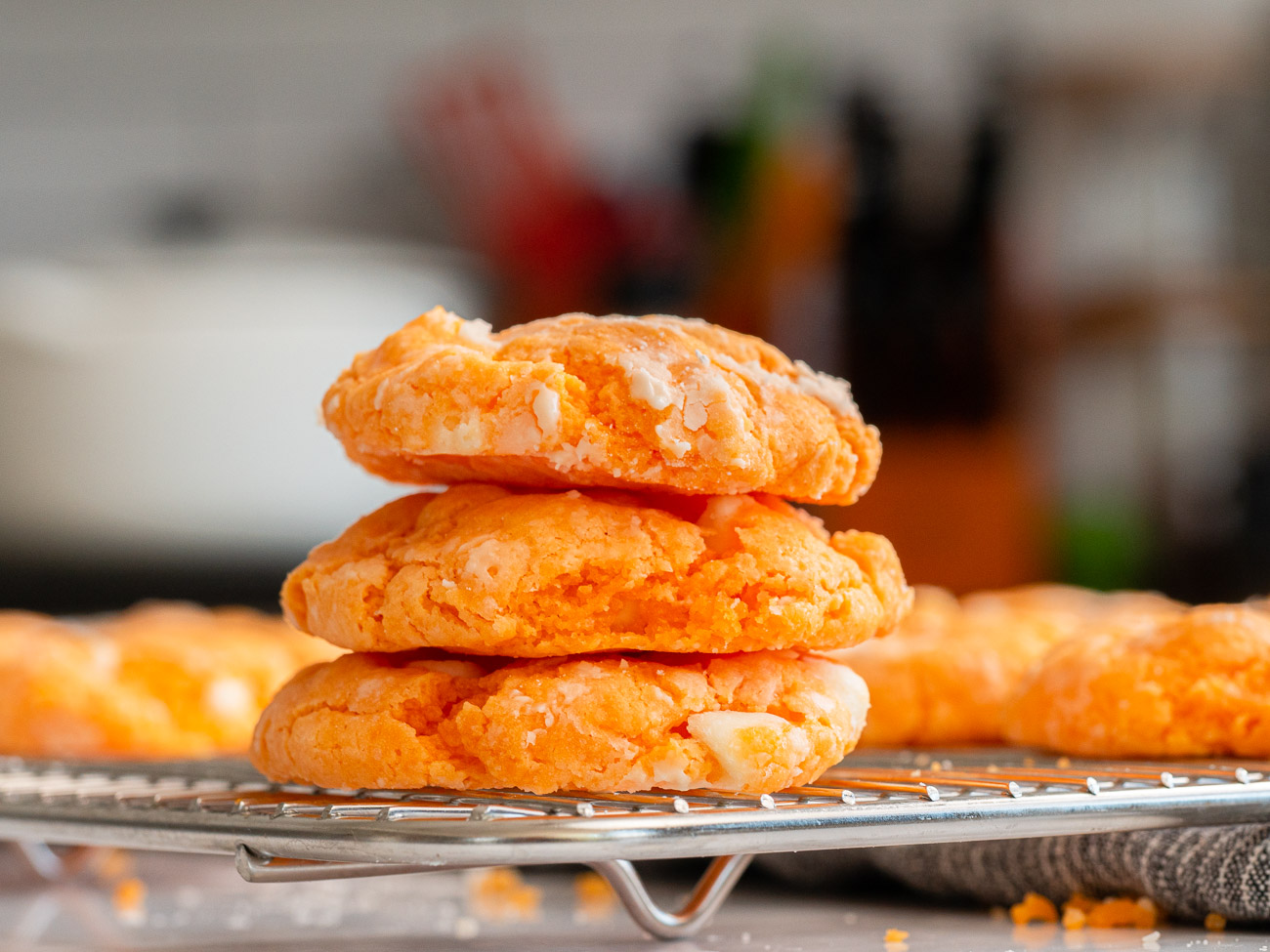 Stack of orange creamsicle cookies