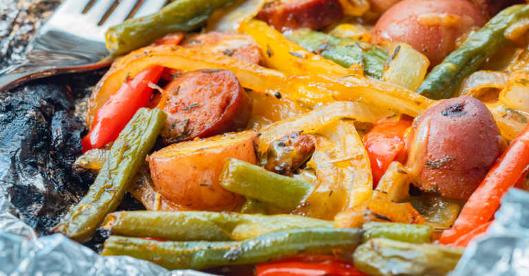 Grilled Cheesy Sausage Potato Foil Packets